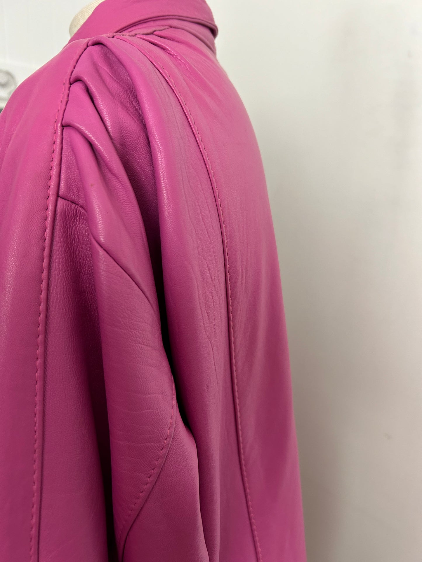 Vintage 1980s THE TAUBE COLLECTION Approx UK Size 14 Pink Leather Jacket