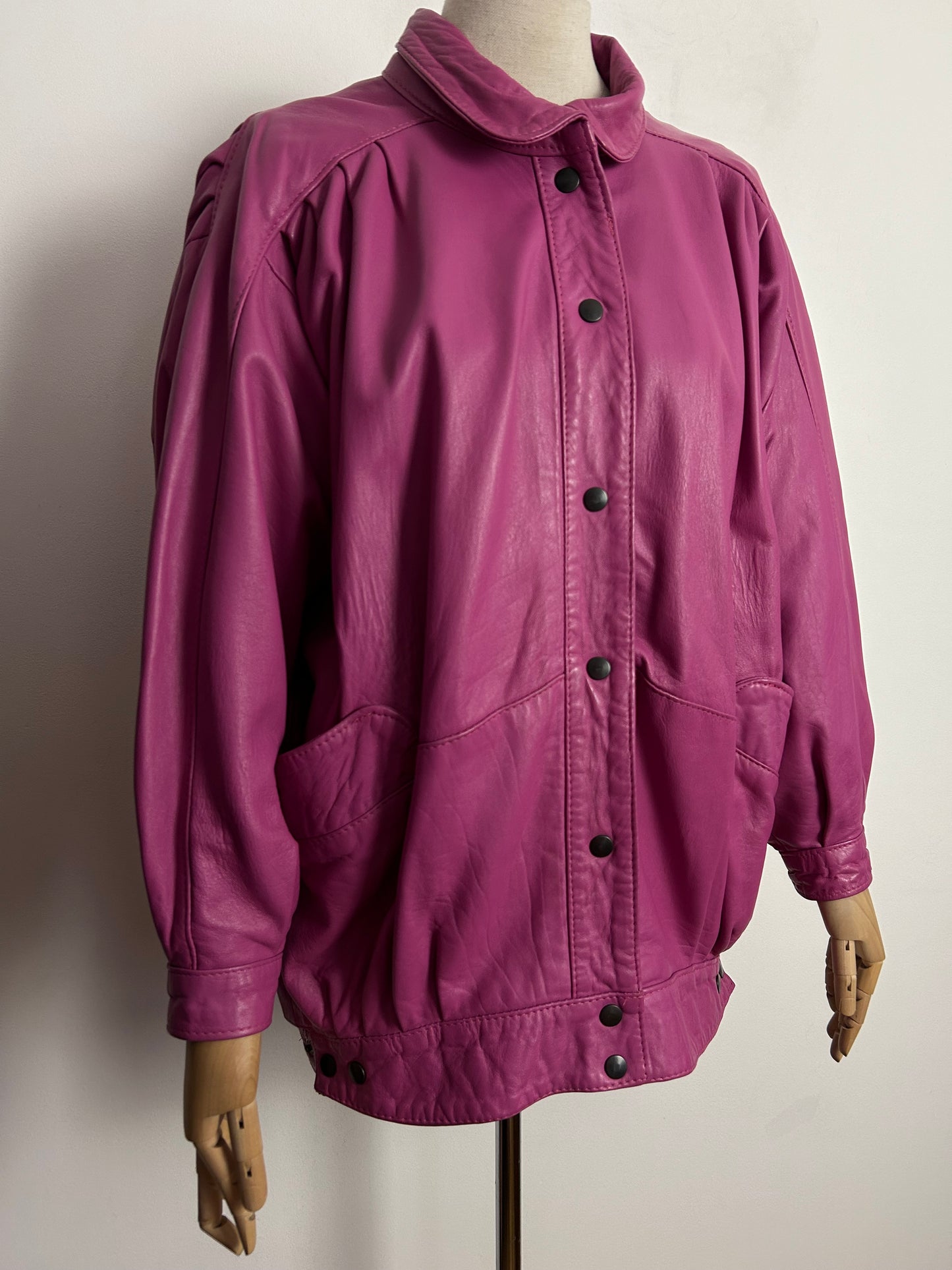 Vintage 1980s THE TAUBE COLLECTION Approx UK Size 14 Pink Leather Jacket