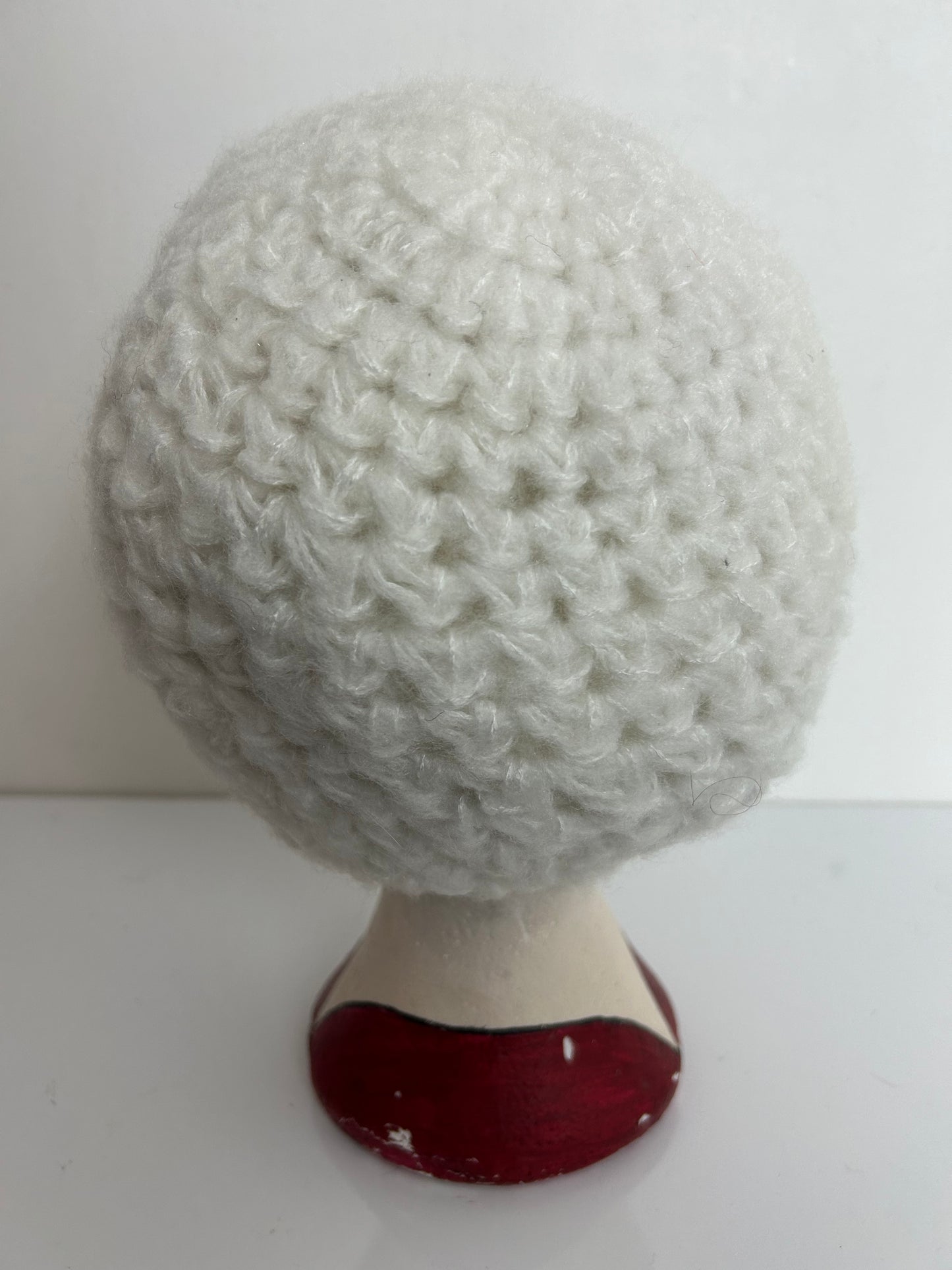 Vintage Winter White Angora & Wool Mix Semi Chunky Beret Beanie Style Reversible Hat