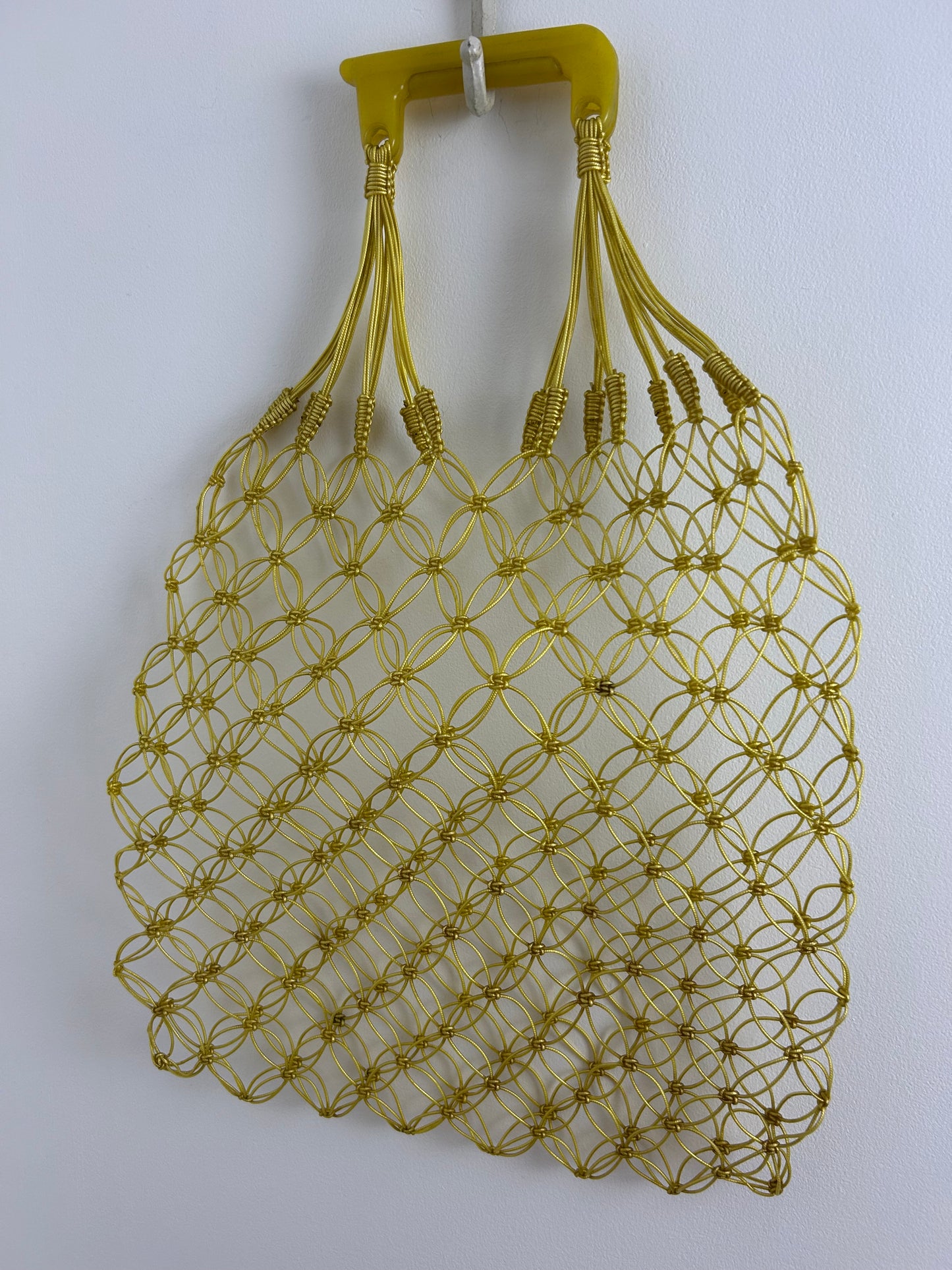 Vintage 1960s Fabulous TOTRA Mustard Yellow Plastic Woven String Shopping Bag