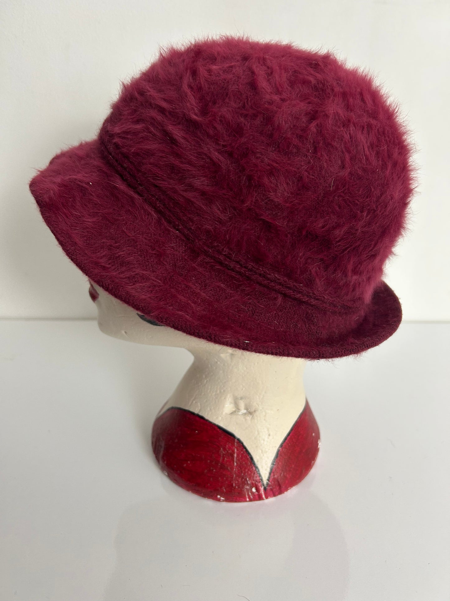 Vintage 1970s Raspberry Angora Mix Soft Touch Cloche Style Hat