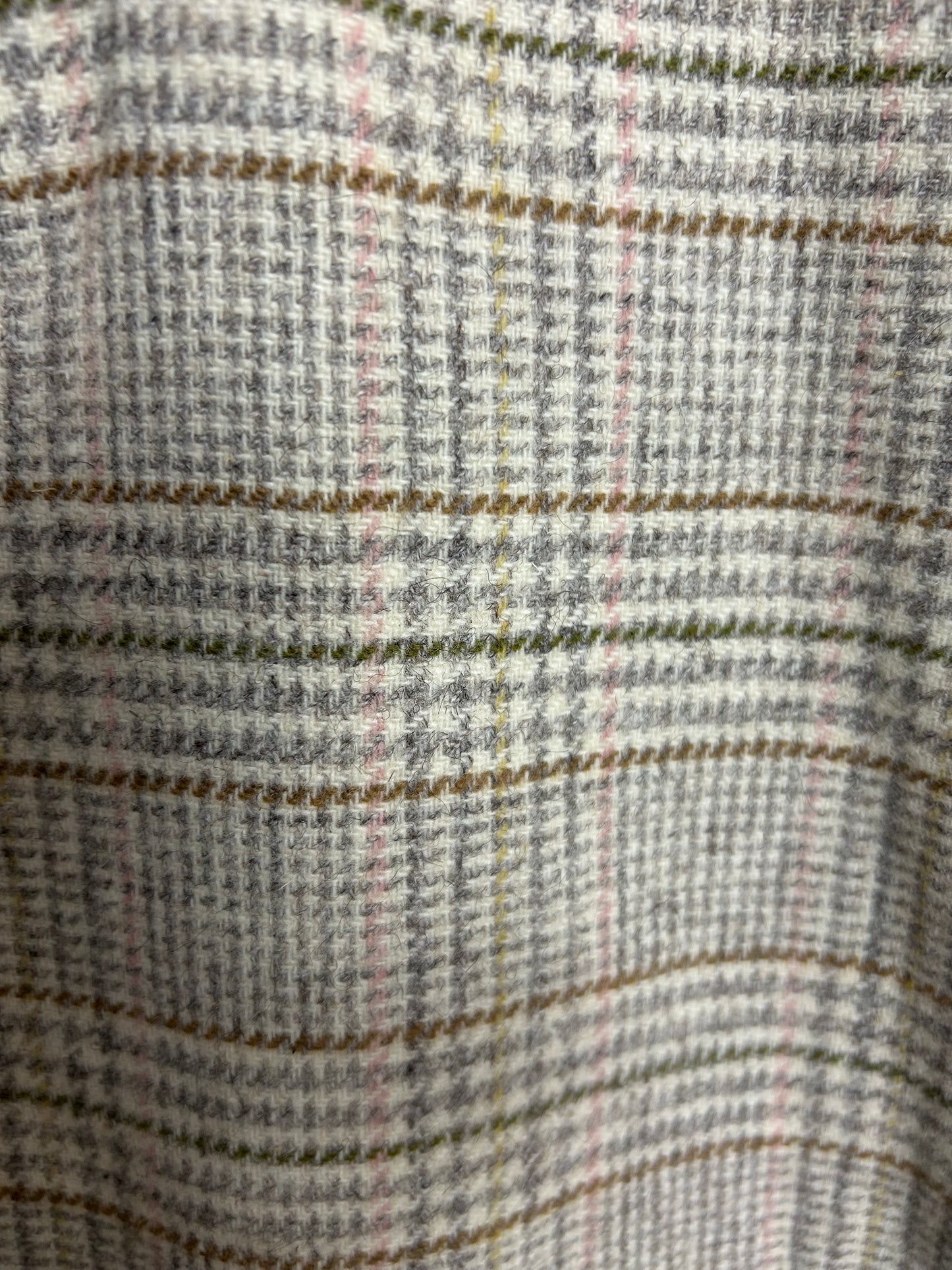 Vintage 1980s HONGO SAN SEBASTIAN Size 12 Beige Brown Grey & Pink Check Wool Mix Blazer