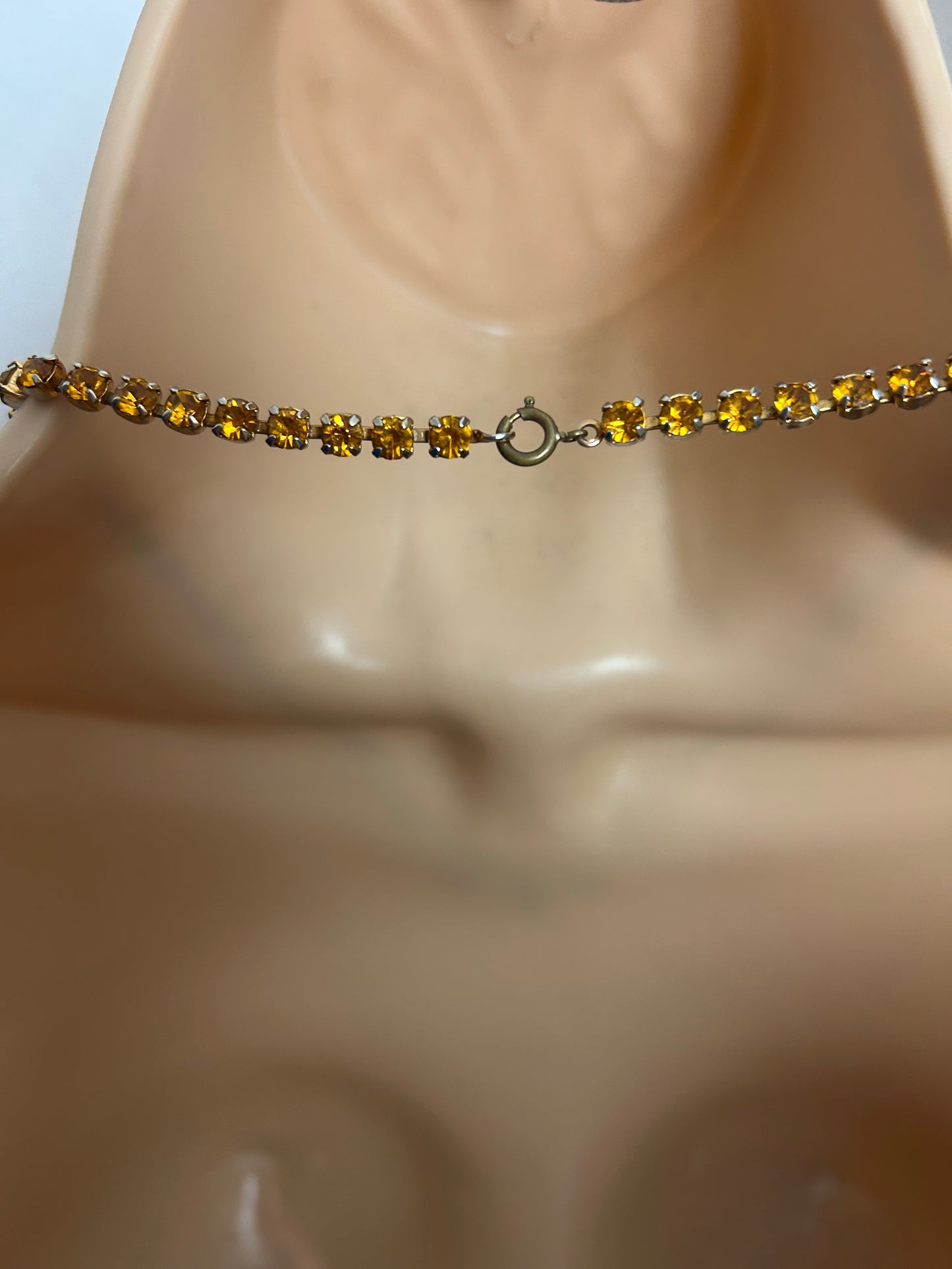Vintage 1960s Amber Colour Diamante Glass Stone Set Necklace