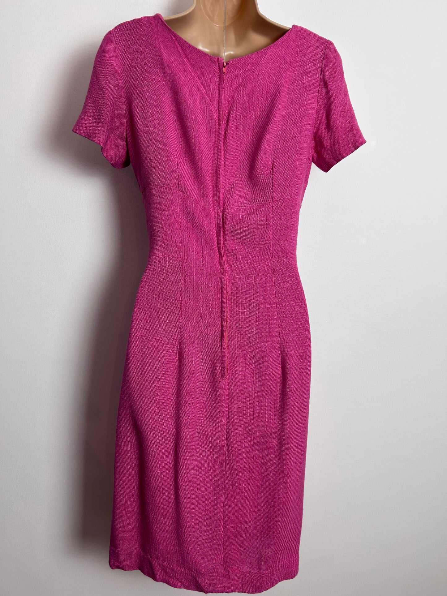 Vintage 1960s RHONA ROY UK Size 8-10 Candy Pink Short Sleeve Mod Shift Dress