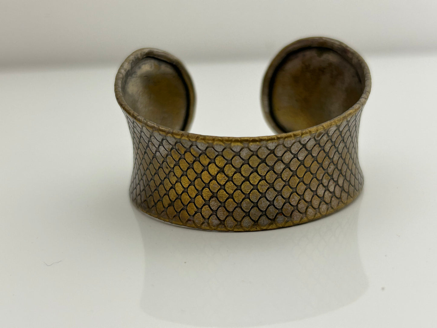 Vintage Mixed Metal Scale Effect Cuffed Bangle