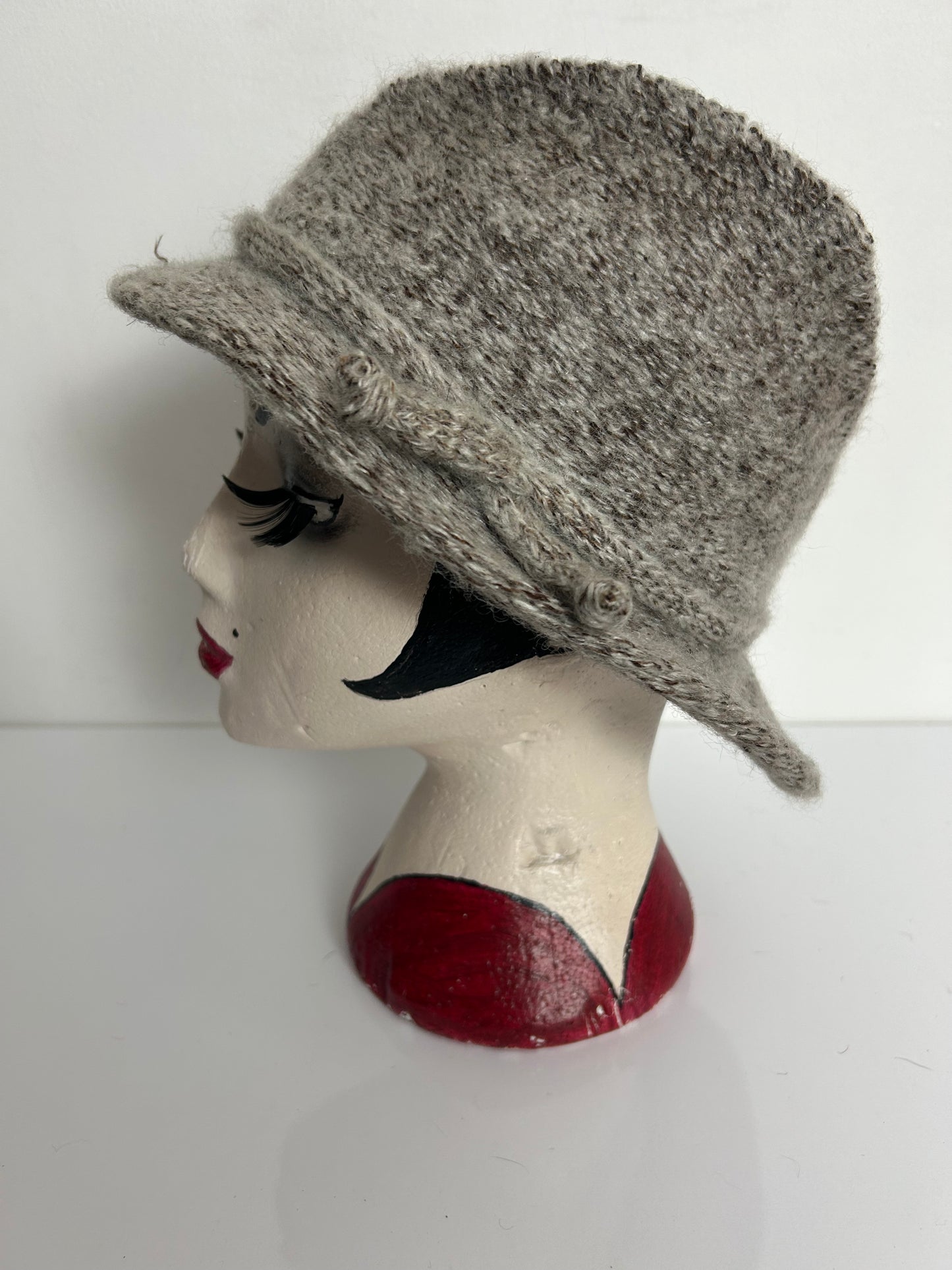 Vintage Beige & Brown Fleck Wool Mix Trilby Style Hat