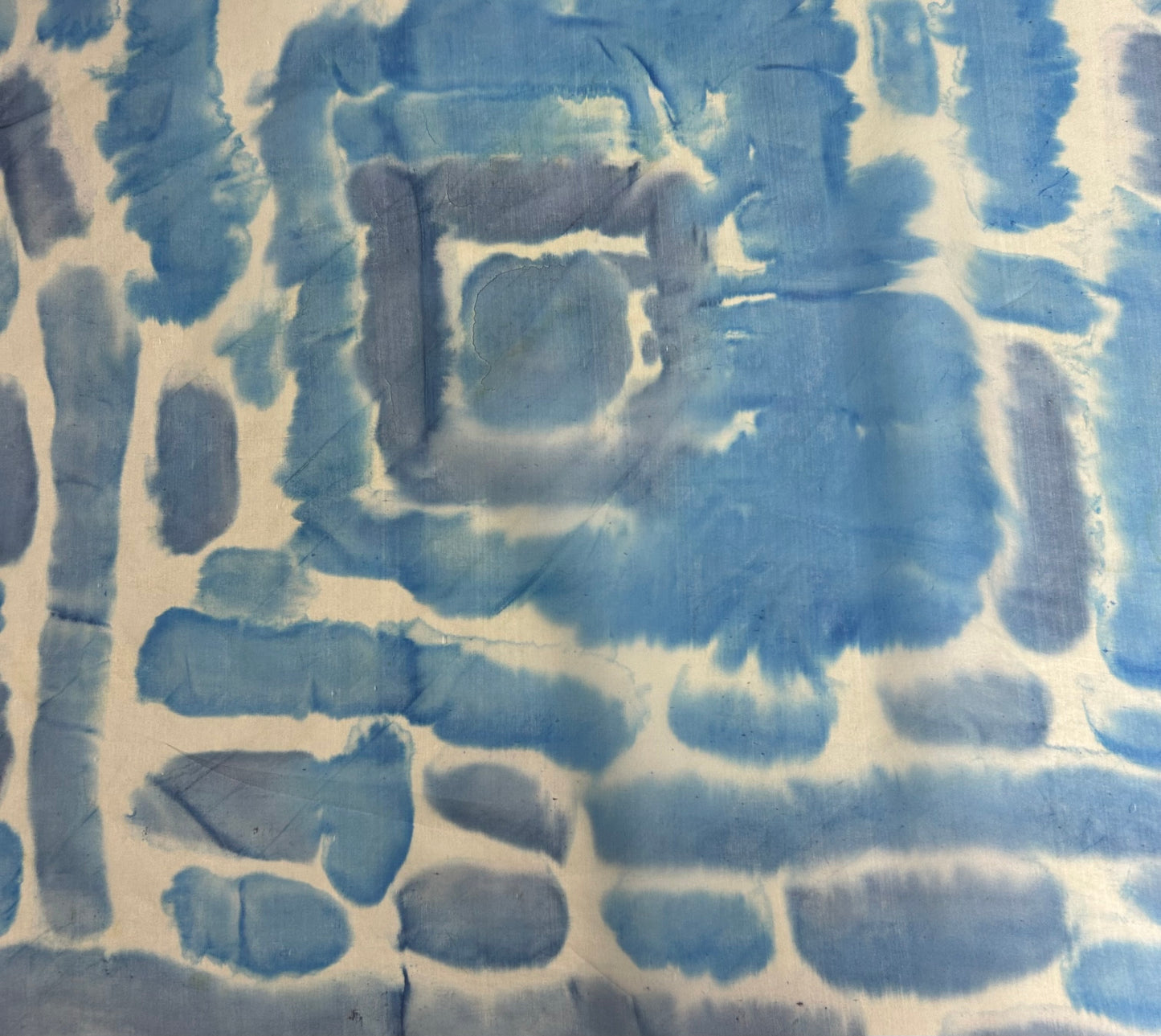 Vintage Blue & Grey Tie Dye Effect Abstract Print Silk Chiffon Scarf 86cm x 86cm