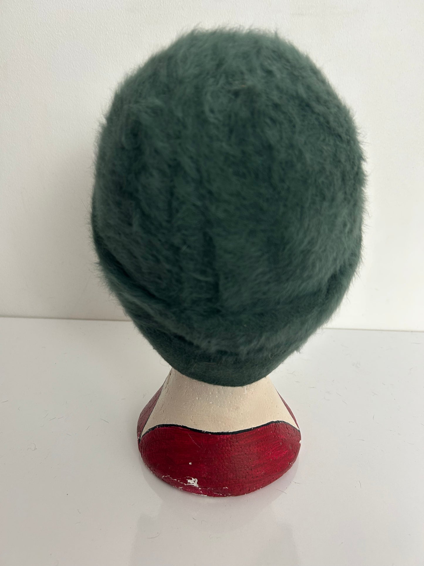 Vintage PIERRE LAULHERE Dark Green Angora Mix Turban Style Hat
