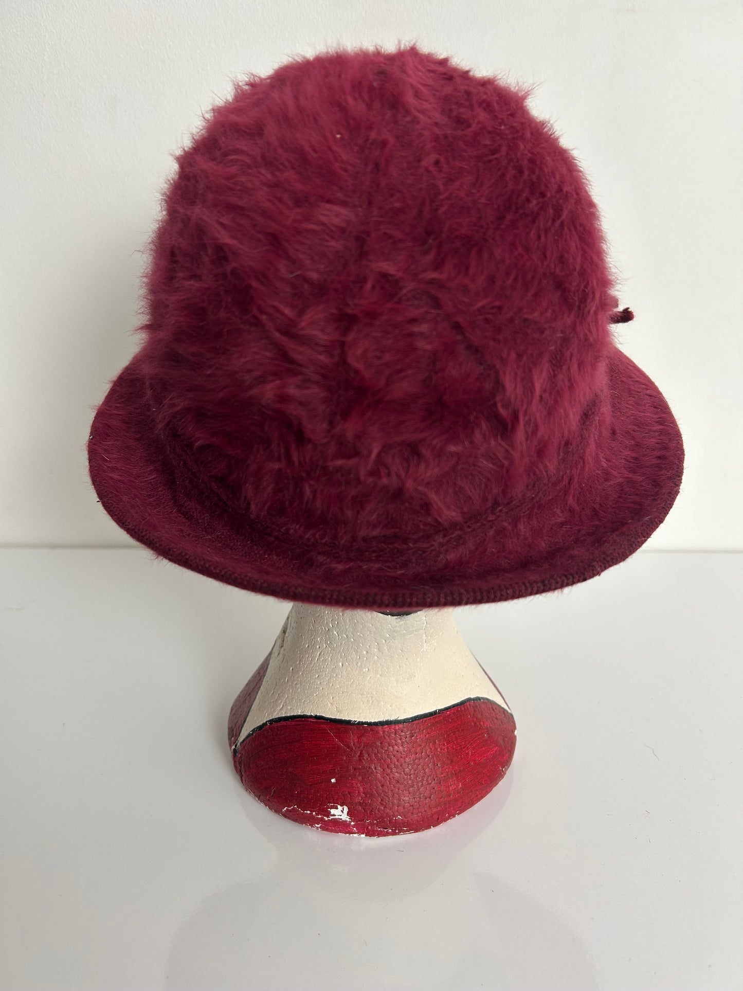 Vintage 1970s Raspberry Angora Mix Soft Touch Cloche Style Hat