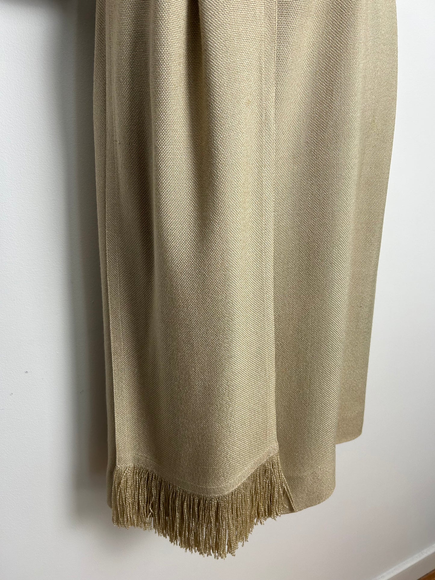 Vintage 1950s CHARLES BUTLER Size 12 Beige MOYGASHEL Irish Linen Belted Dress