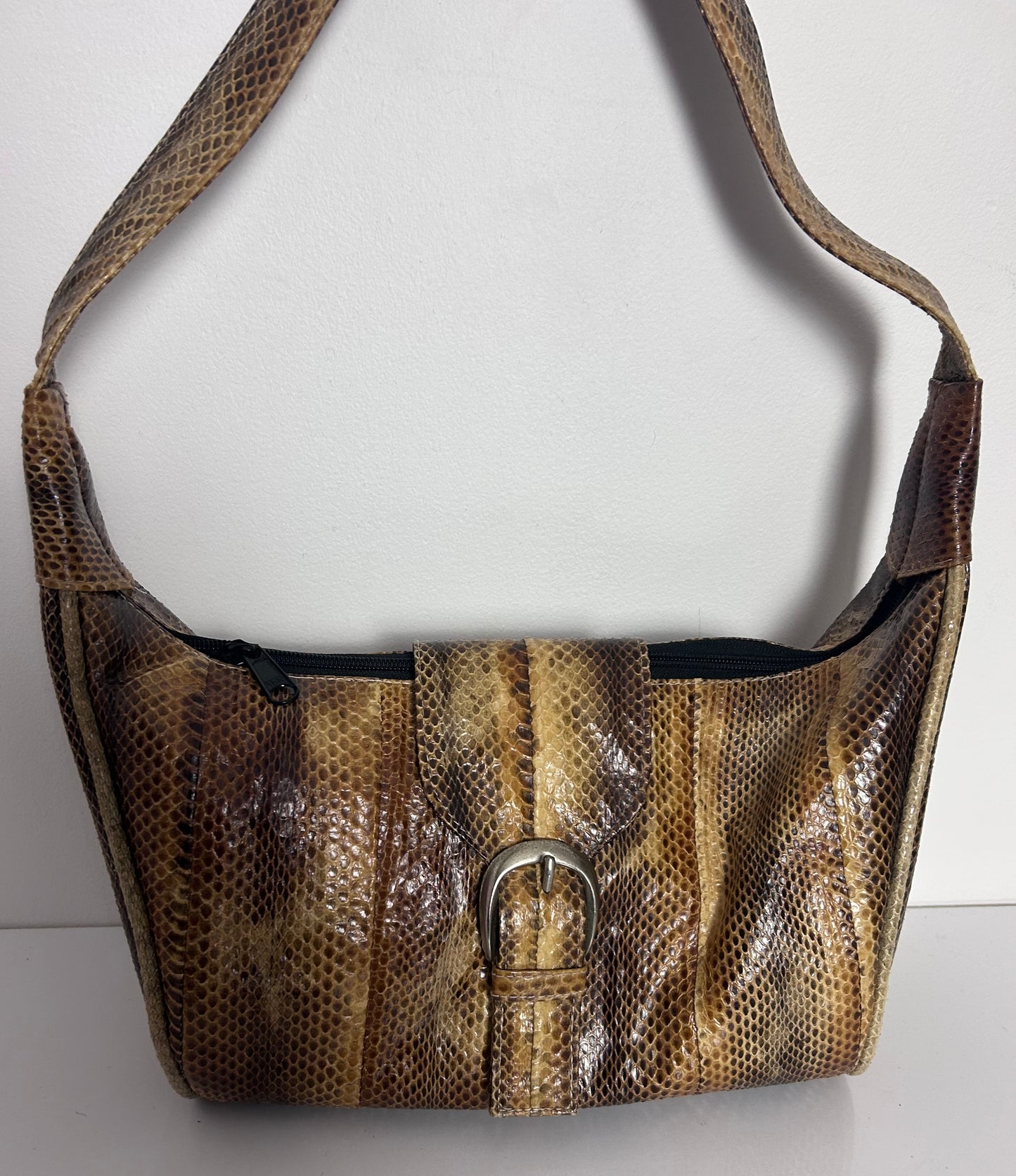 Vintage 1990s Real Reptile Snake Skin Bucket Style Handbag