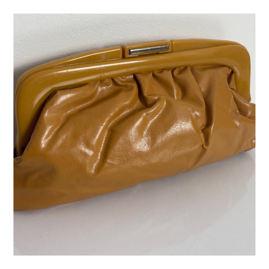 Vintage 1980s LITTLEWOODS Mustard Yellow Faux Leather Clutch Bag