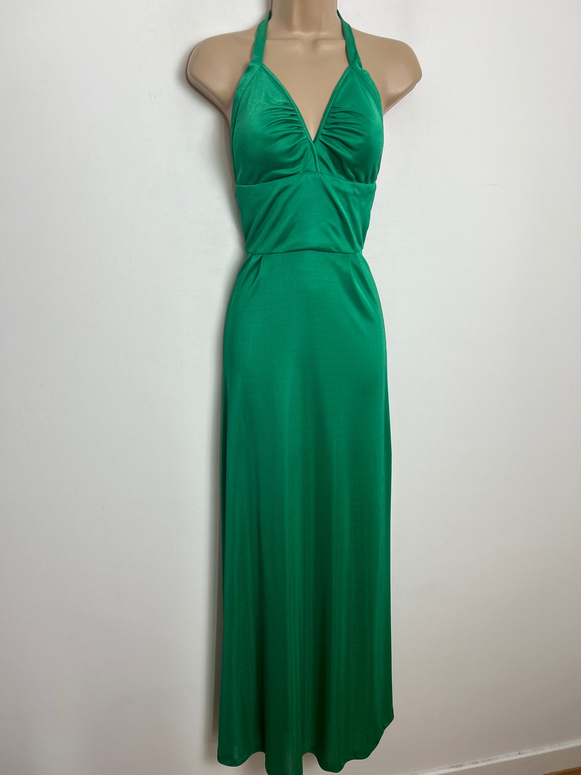 Vintage 1970s BARBARELLA Size 6 Green Shiny Look Halter Neck Summer Oc The Secret Parlour Vintage Clothing Vintage 1970s BARBARELLA Size 6 Green Shiny Look Halter Neck Summer Oc The Secret Parlour Vintage Clothing
