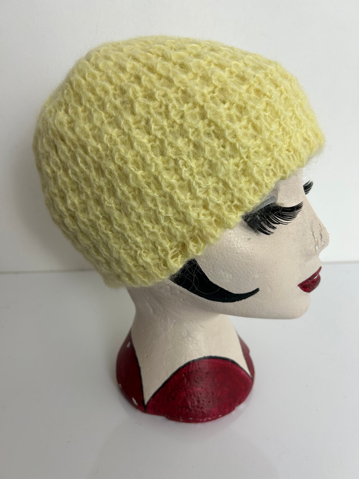 Vintage Lemon Reversible Pull On Beanie Style Wool Hat