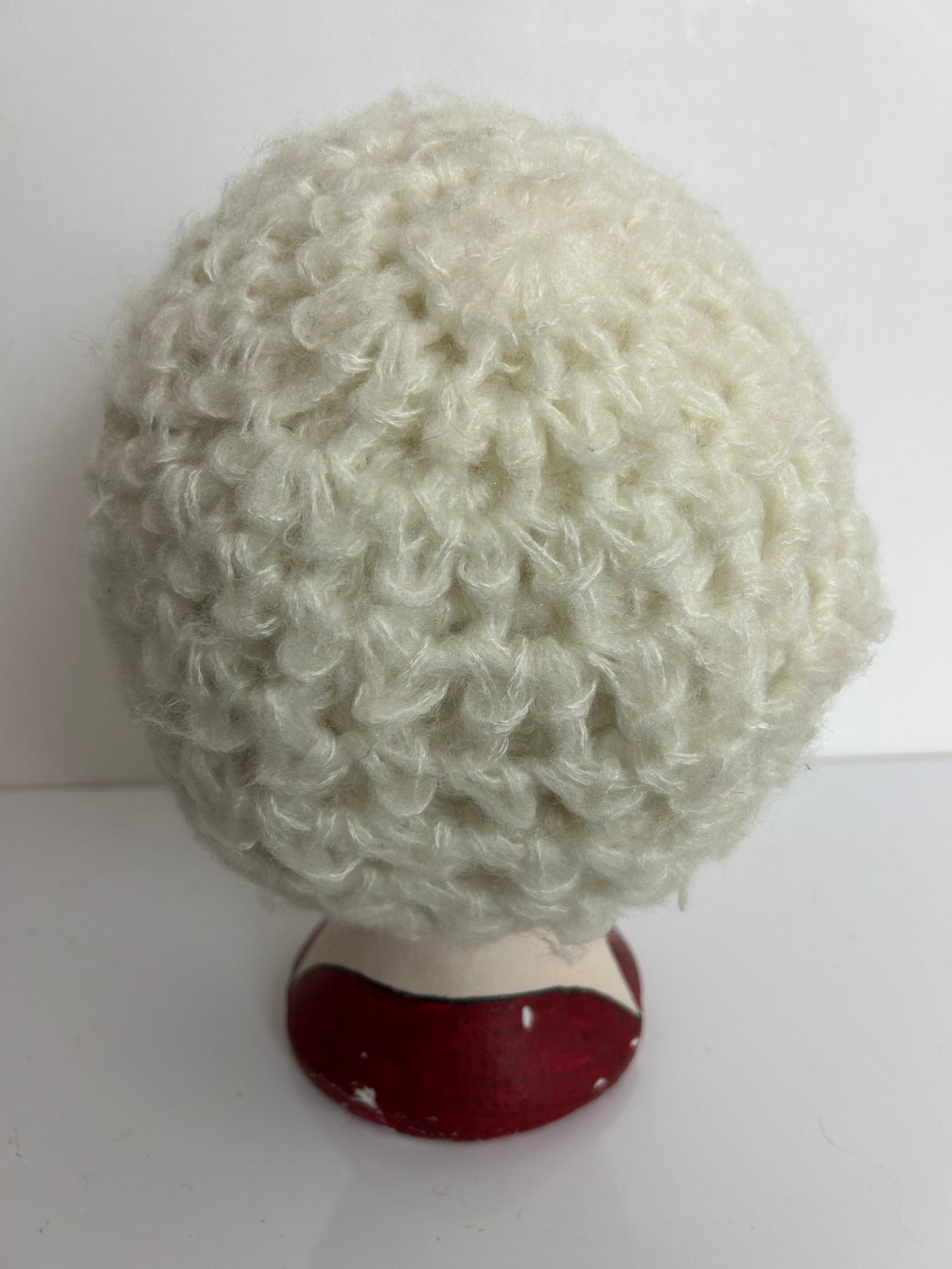 Vintage Winter White Angora & Wool Mix Reversible Beret/Beanie Style Hat