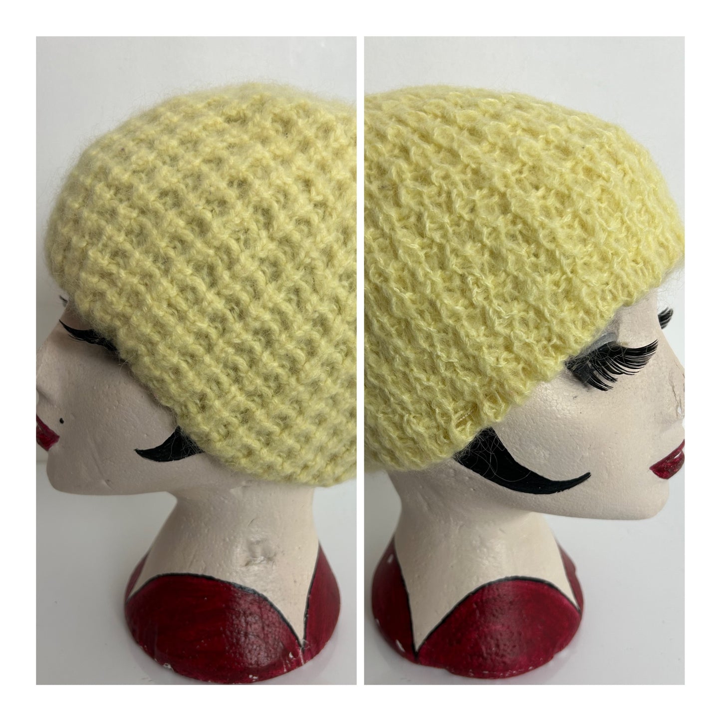 Vintage Lemon Reversible Pull On Beanie Style Wool Hat