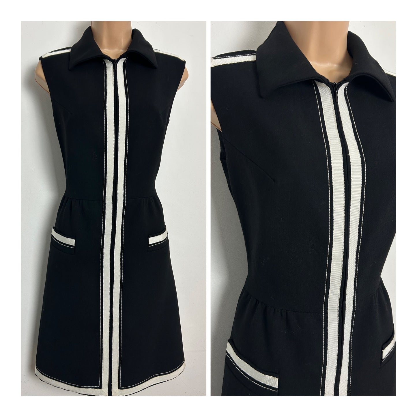 Vintage 1960s DIETER GERHARD Size 10 Fab Black & White Stripe Mod Dress
