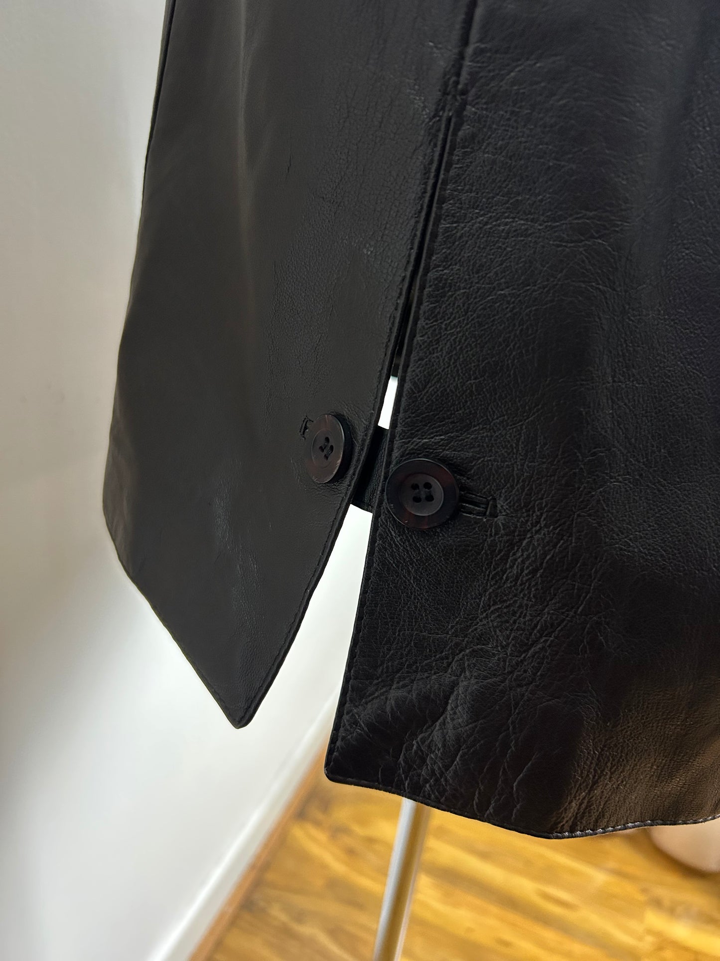 Vintage Late 1980s JULIA ROMA Size 12 Brown Leather Oversized Mid Length Coat