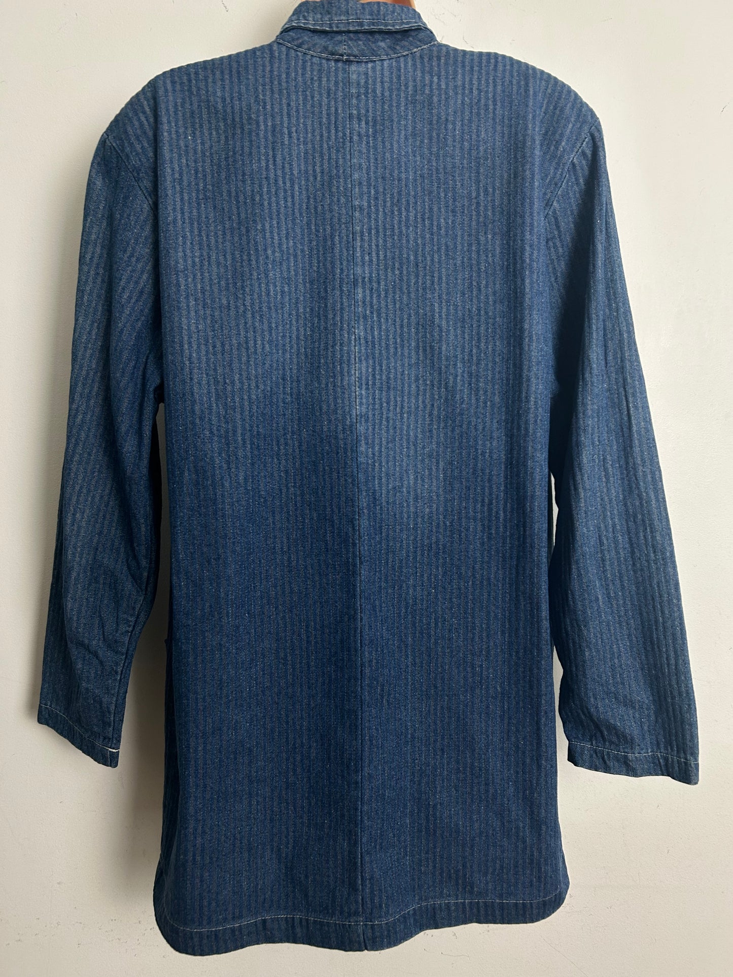 Vintage 1980s PANAMA Size 14 Pinstripe Stud & Jewel Embellished Cotton Blazer Style Denim Jacket