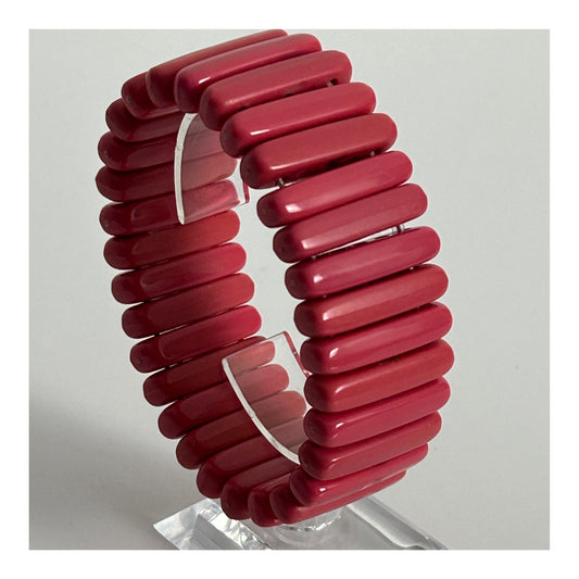 Vintage 1960s Mod Cute Pink Stretchy Plastic Bracelet