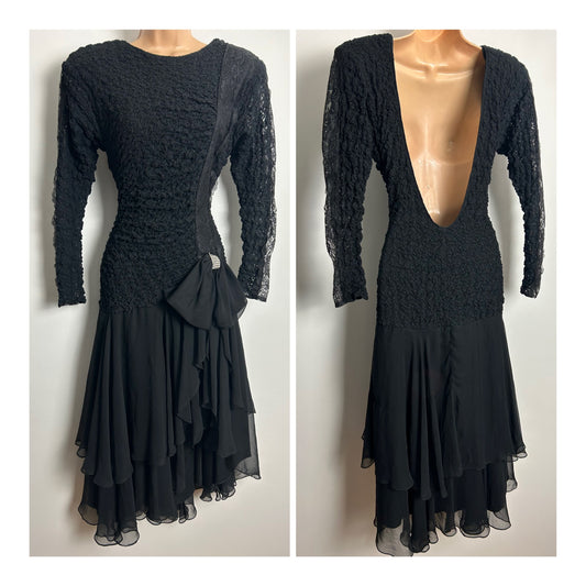 Vintage 1980s CLIMAX BY KAREN OKADA FOR DAVID HOWARD Size 10-12 Black Evening Party Cocktail Evening Dress