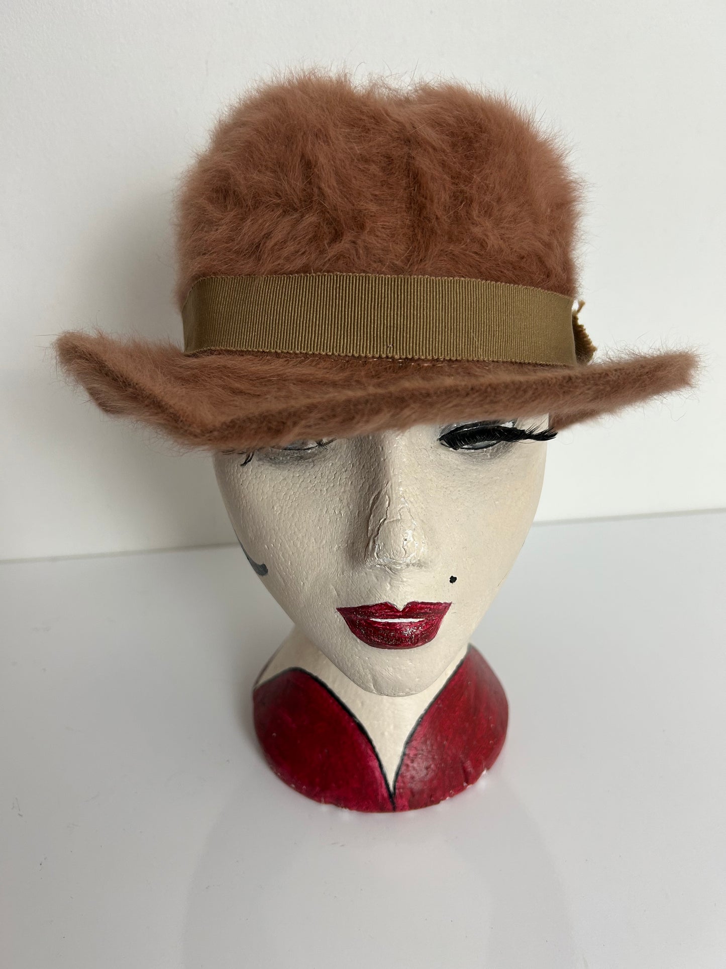 Vintage Austrian Mayser & Milz Caramel Brown Angora Trilby Style Hat