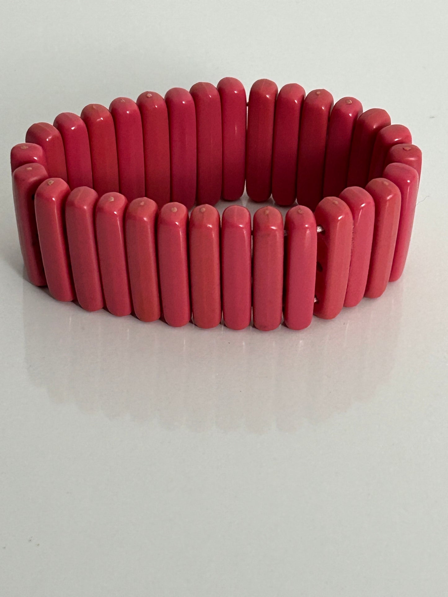 Vintage 1960s Mod Cute Pink Stretchy Plastic Bracelet