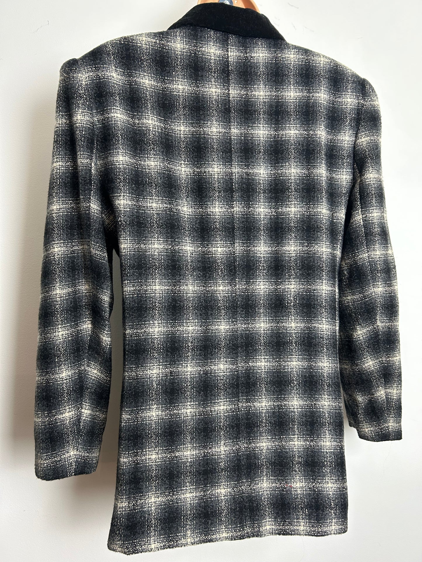 Vintage 1990s ASHLEY BROOKE Size 10 Black & White Dogtooth Check Blazer