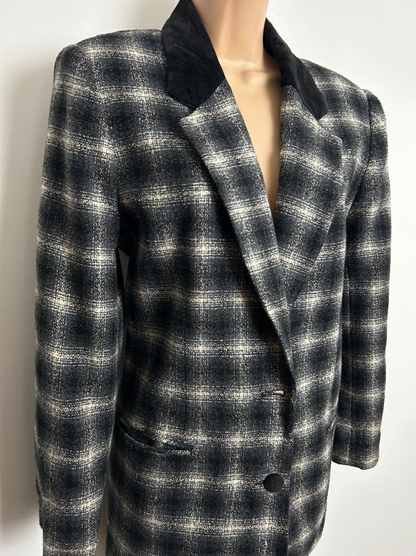 Vintage 1990s ASHLEY BROOKE Size 10 Black & White Dogtooth Check Blazer