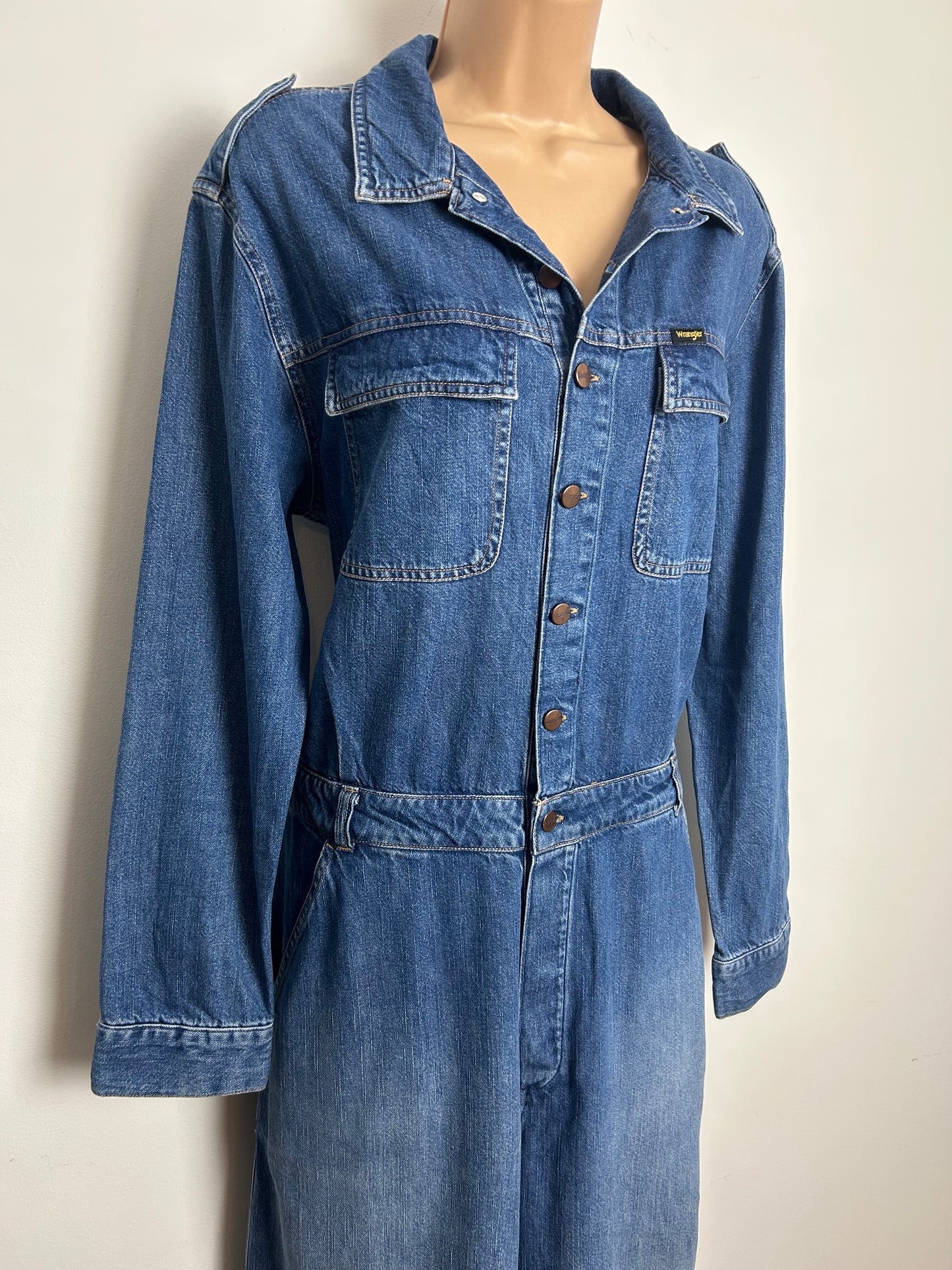 Y2K WRANGLER Size L (14) Long Sleeve Straight Leg Western Boiler Utility Jumpsuit