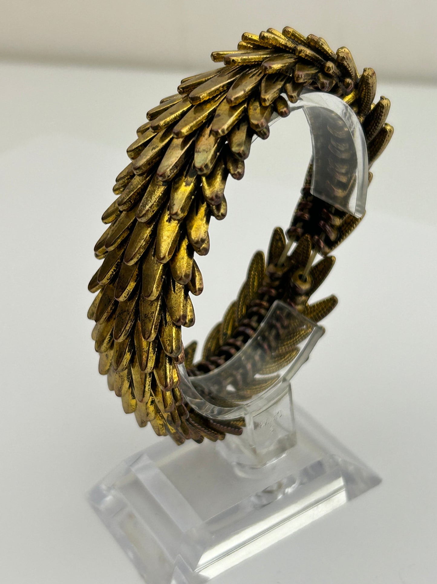 Vintage 1960s 1970s Gold Tone Spikey "Hedgehog" Stretchy Elasticated Bracelet