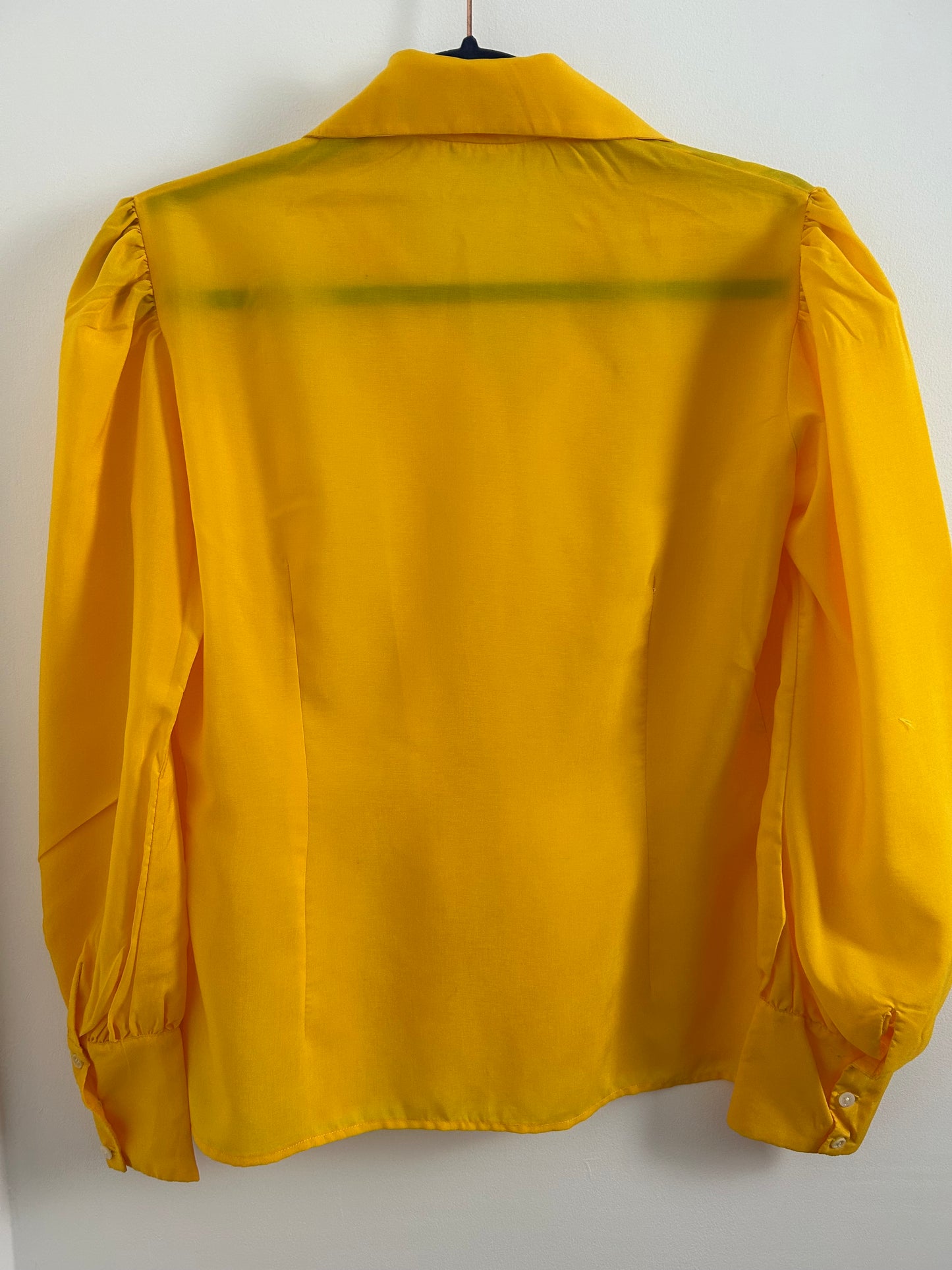 Vintage 1970s CELAMOD PARIS Size 12 Mustard Yellow Dagger Collar Long Sleeve Shirt