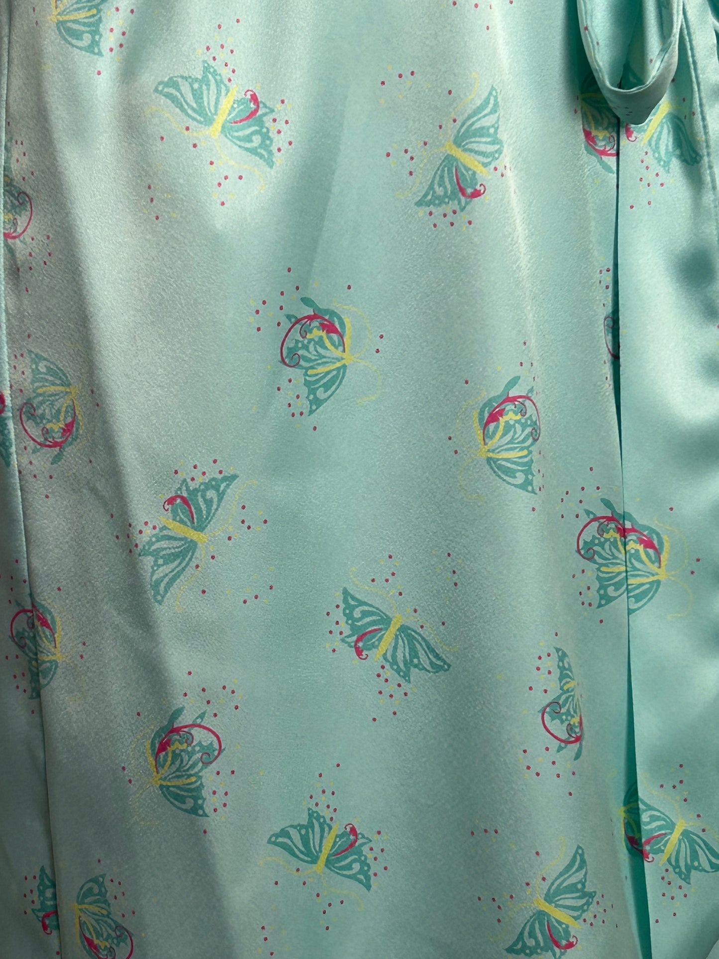 Circa 2008 Y2K Marks & Spencer Size 8-10 Turquoise Green Butterfly Print Silky Wrap Dressing  Gown