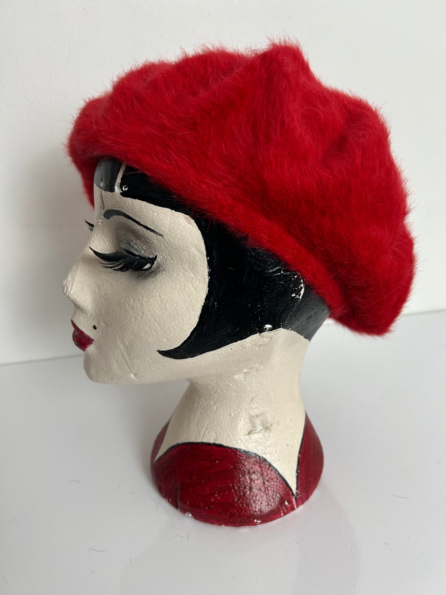 Vintage Cute Red Wool & Angora Mix Beret