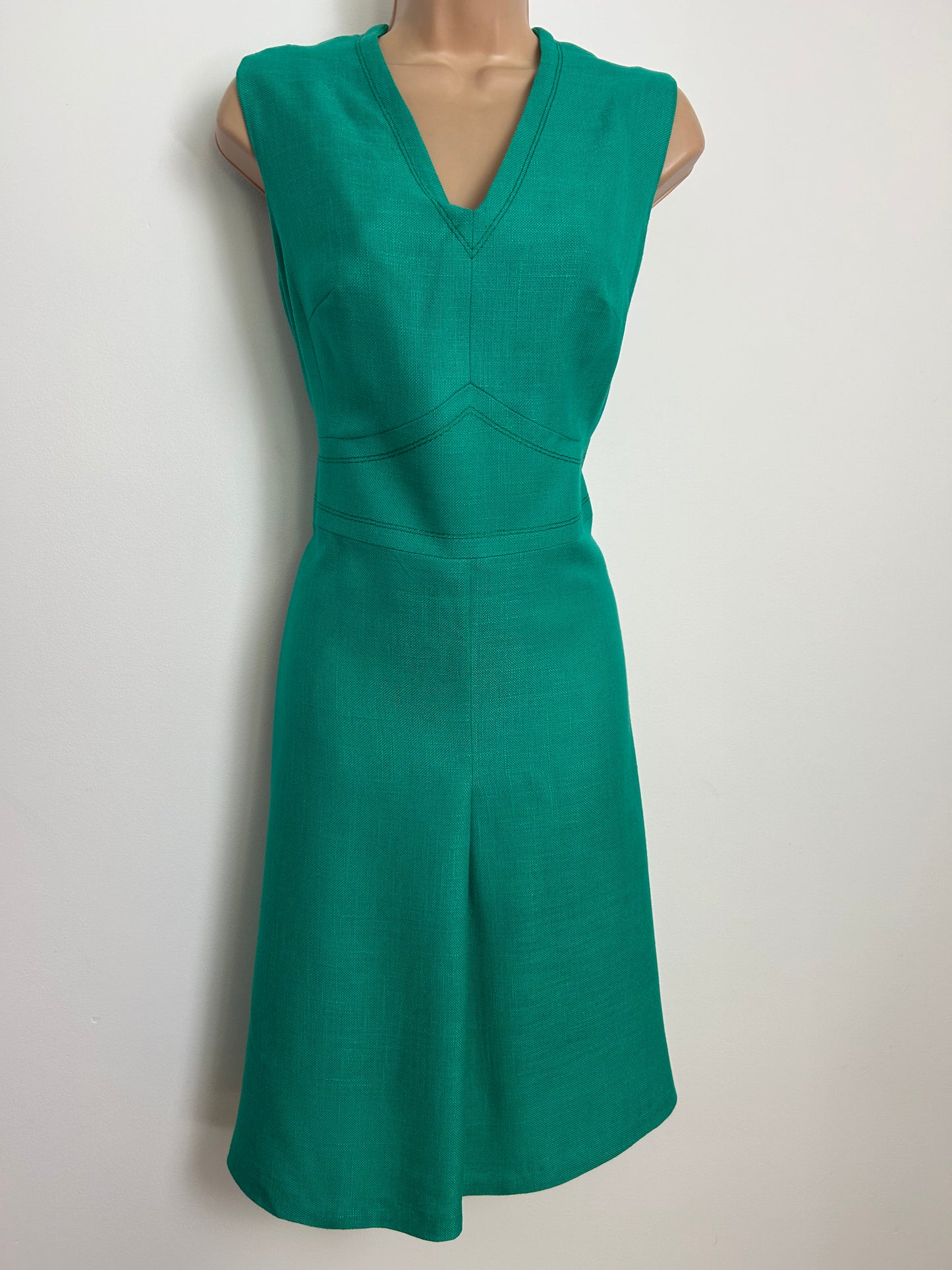 Vintage 1960s RALPH DRESS Size 12 Jade Green Half Belted Mod Shift Dress