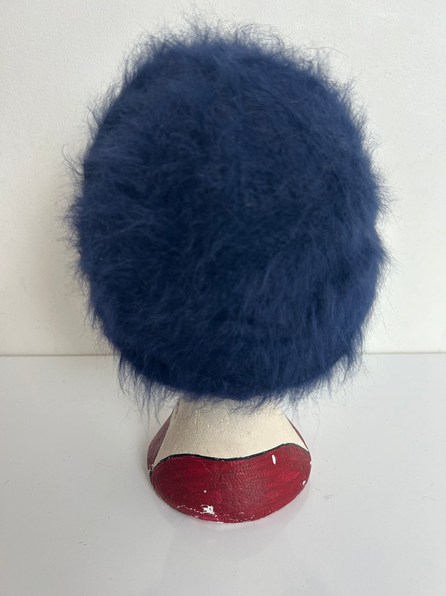 Vintage Navy Blue Angora & Wool Mix Super Soft Beanie Pull On Hat