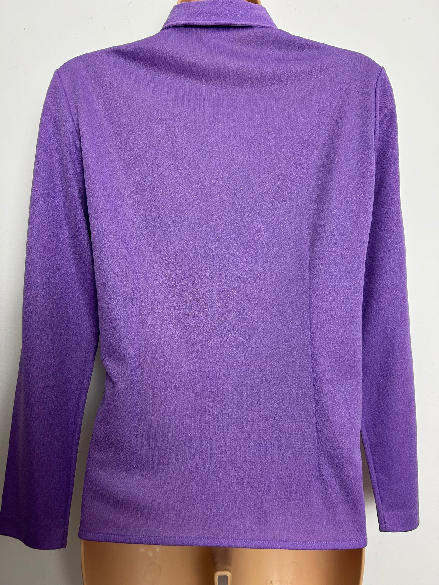Vintage 1970s ST MICHAEL Size 10-12 Lilac Zip Front Long Sleeve Shirt