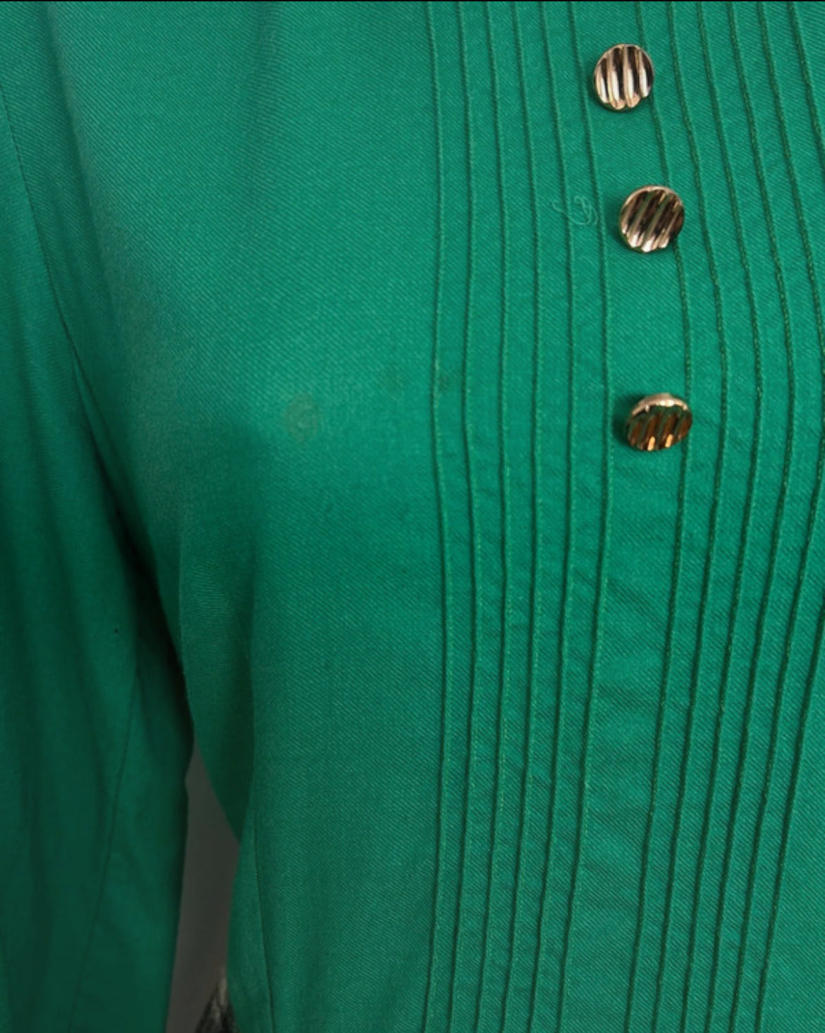 Vintage 1970s Size 10 Green Tartan Check Long Sleeve Cotton & Wool Mix Prairie Maxi Dress