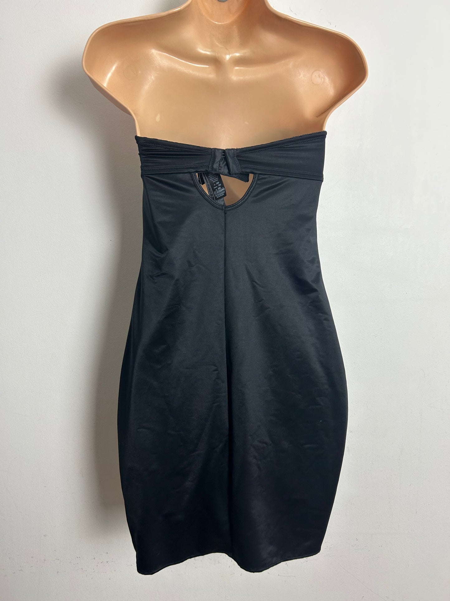 M&S Size 34D Black Strapless Underwired Body Shaper Dress Slip