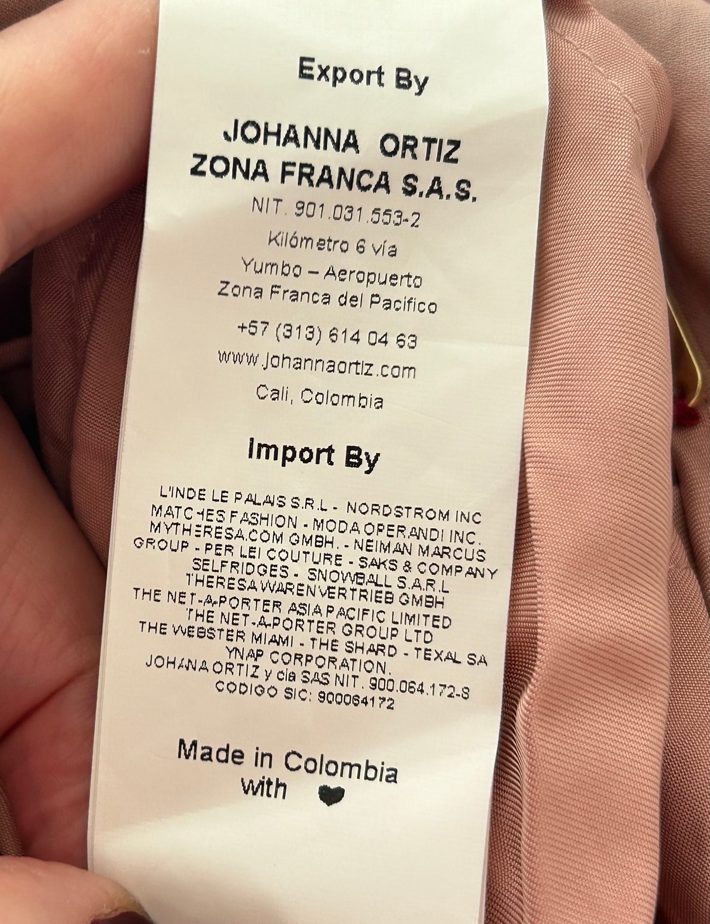 Designer JOHANNE ORTIZ Size 10 (US 6) Pale Pink Floral & Bird Print 100% Silk Ruffle Trim "The Place Of Silent Dress Occasion Maxi Dress