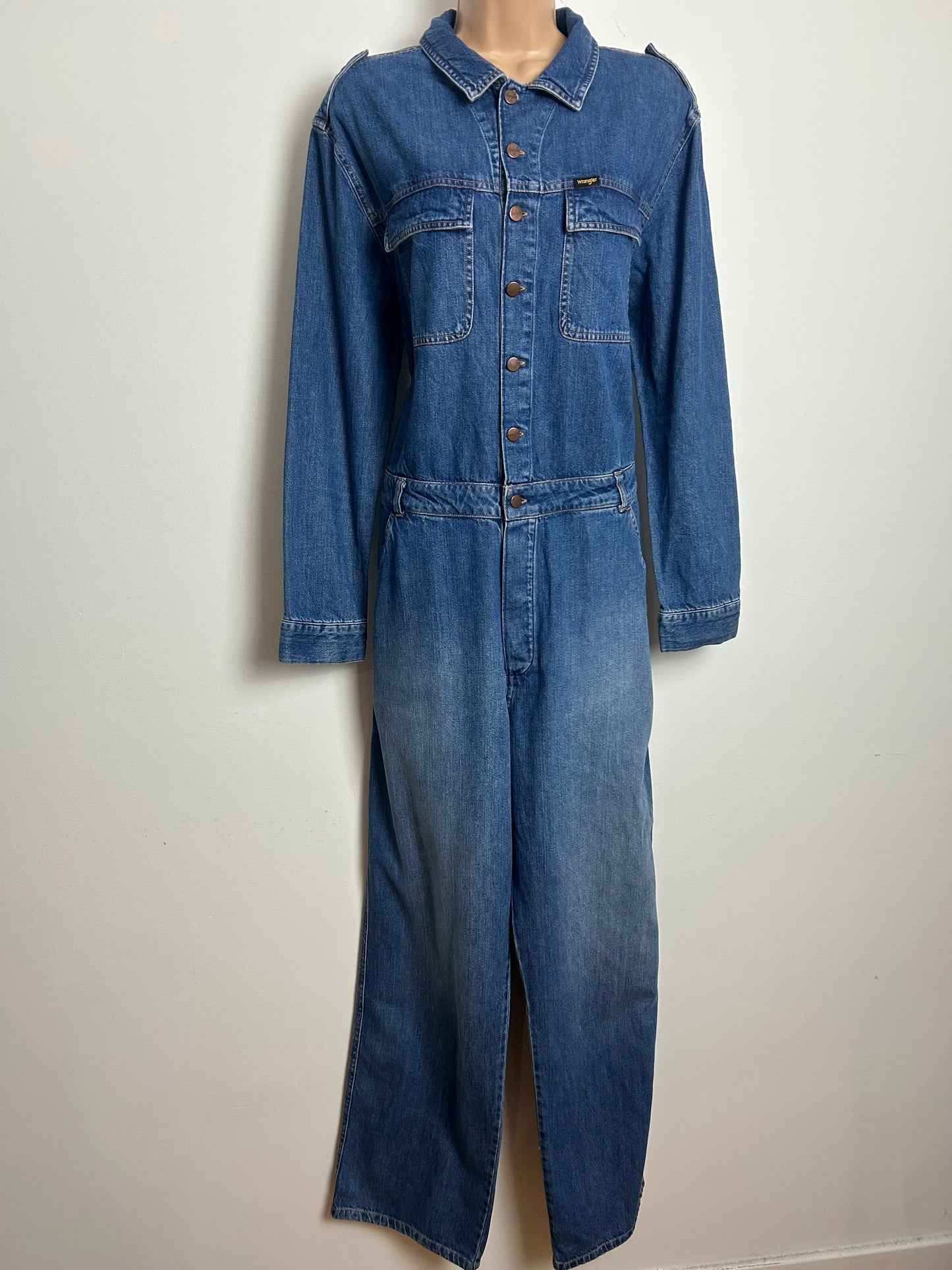 Y2K WRANGLER Size L (14) Long Sleeve Straight Leg Western Boiler Utility Jumpsuit