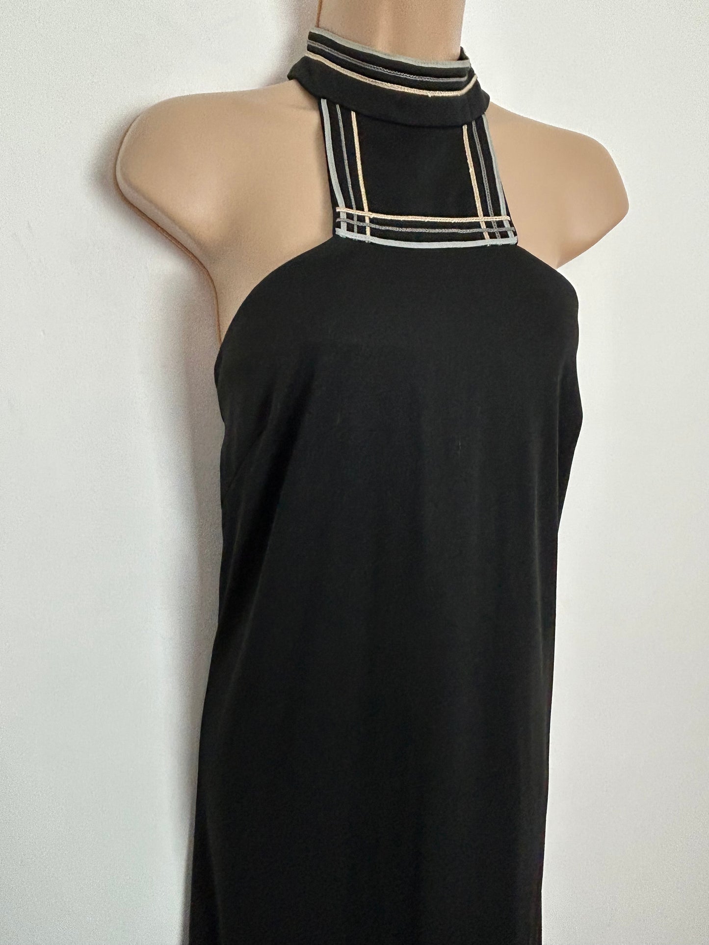 Vintage 1970s RARE UK Size 8/10 AMAZING Black Dress & Matching Cover Up Kimono By Indigo