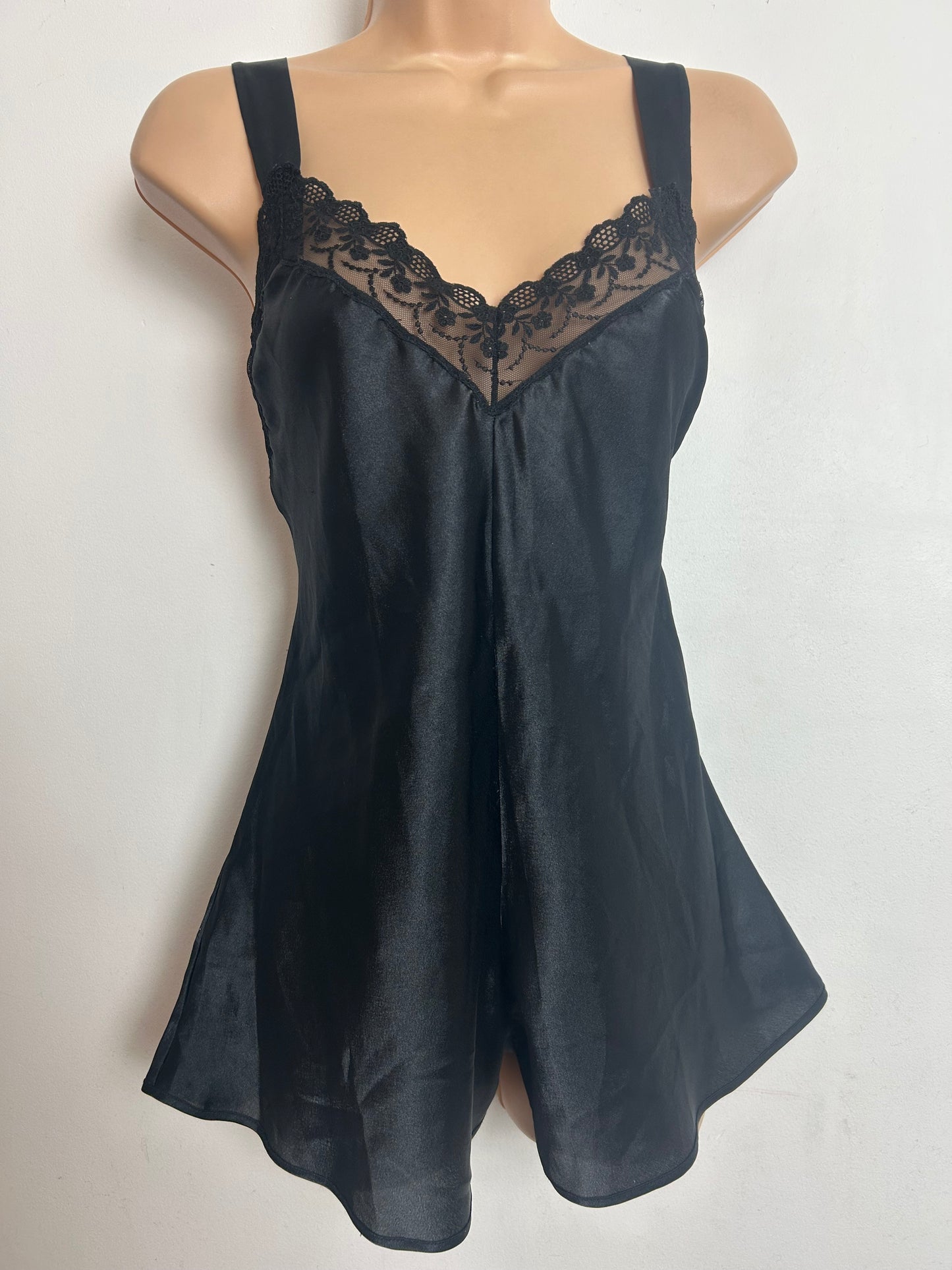Vintage Y2K ANTHESIS Size 12-14 Black Lace Teddy Playsuit