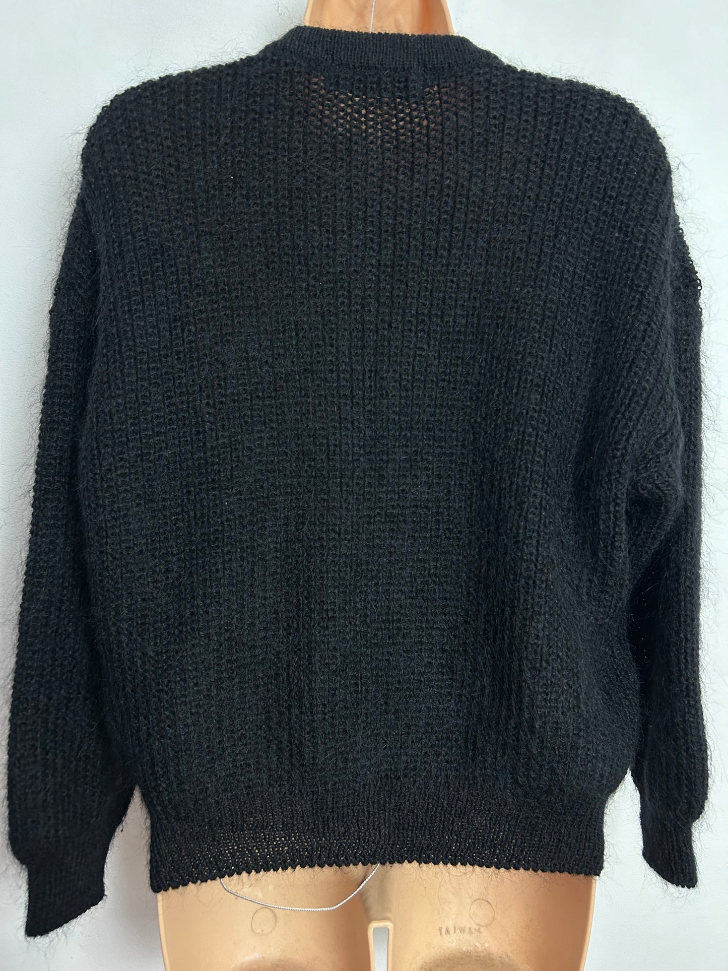 Vintage 1990s ST MICHAEL Up To Size 16 Black Mohair Mix Cardigan