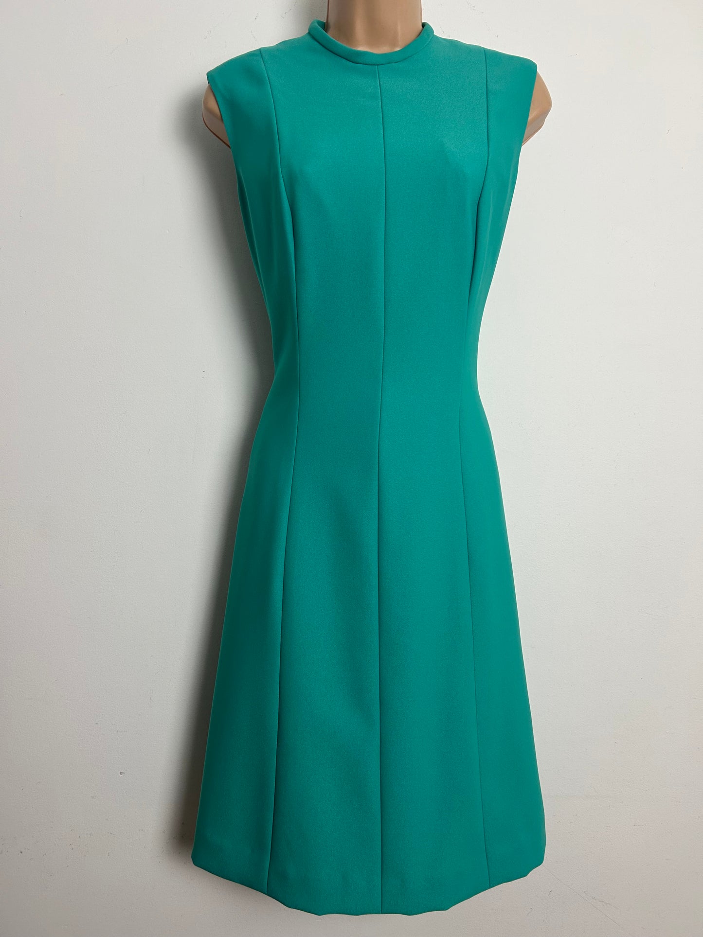 Vintage 1960s HANNLORE OF LONDON Size 8 Jade Green Mod Dress & Jacket Two Piece Suit