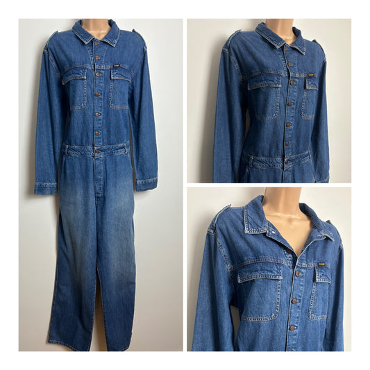 Y2K WRANGLER Size L (14) Long Sleeve Straight Leg Western Boiler Utility Jumpsuit
