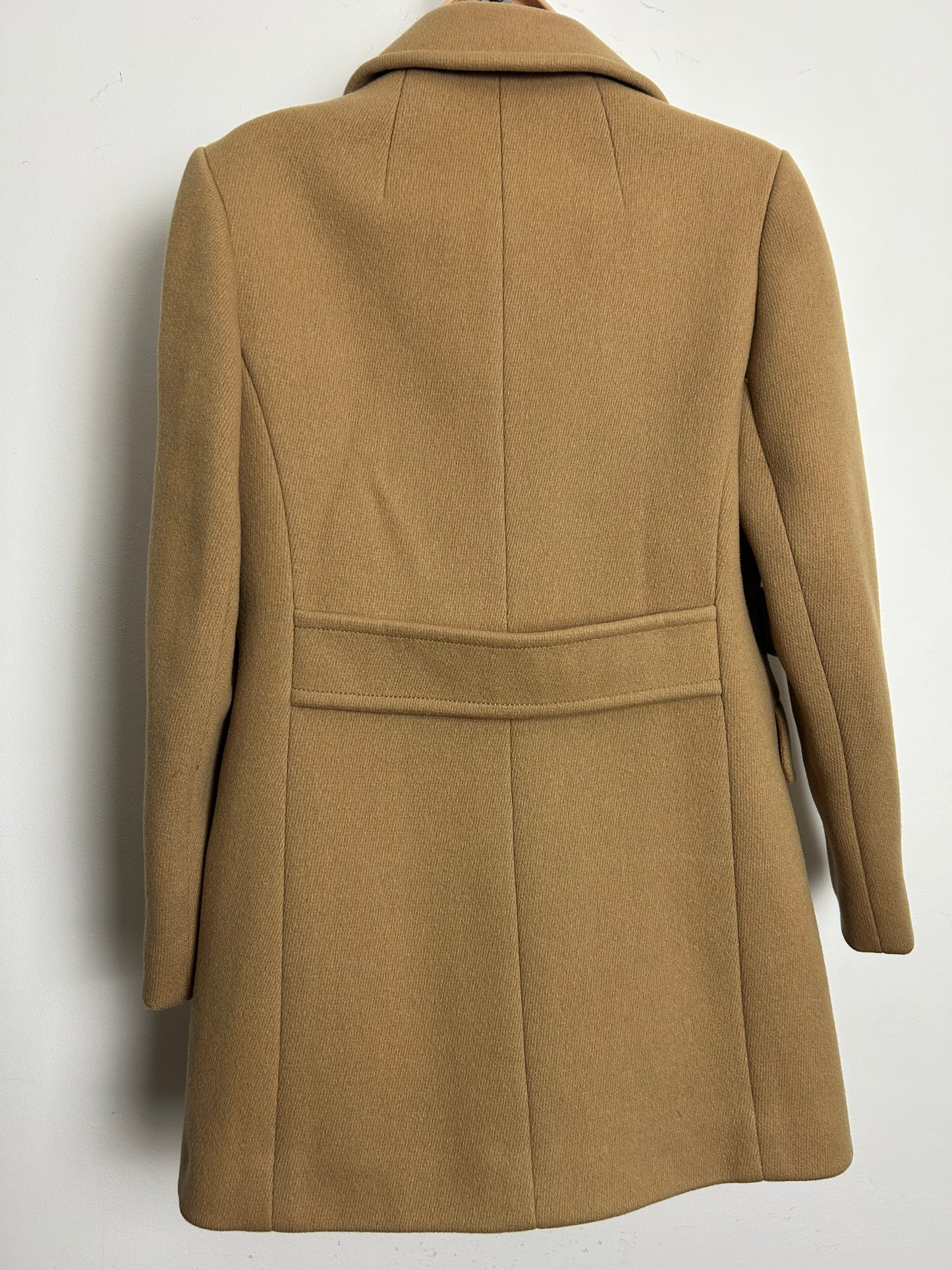 Vintage 1960s EASTEX ROVERCOAT Size 10-12 Camel Pure New Wool Double Breasted Pea Coat