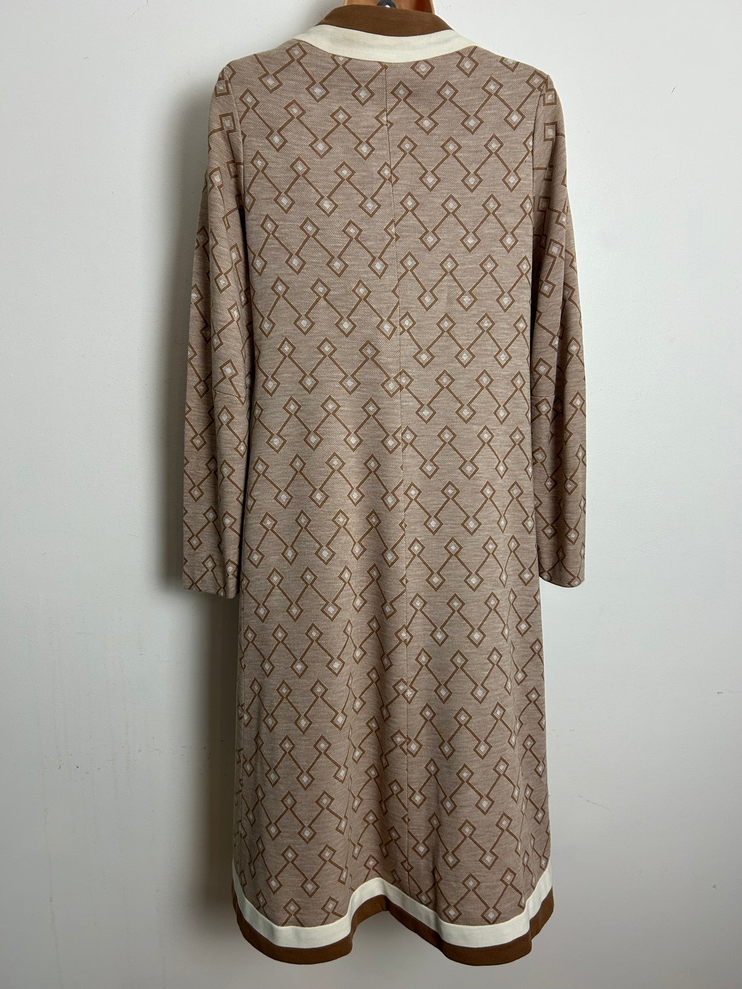 Vintage 1960s Size 10 Camel Brown Mod Dress & Matching Jacket Two Piece Suit
