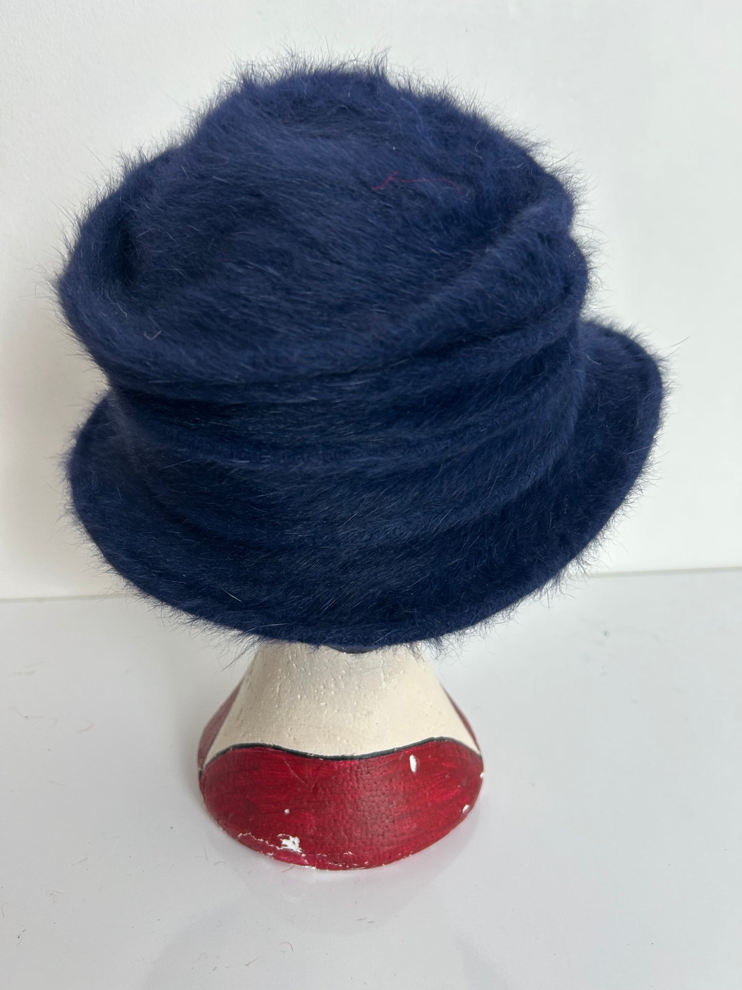 Vintage Navy Blue Super Soft Angora & Wool Mix Hat
