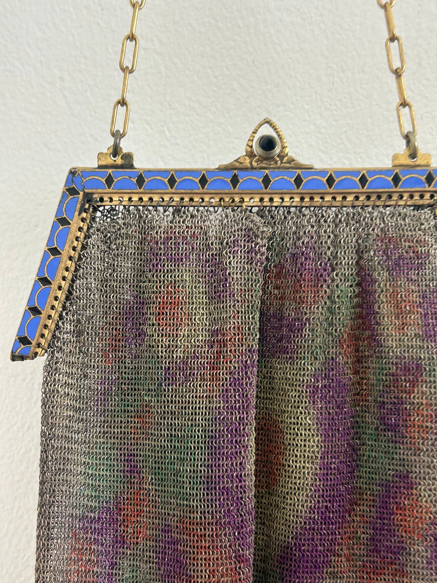 Vintage Antique 1920s Art Deco Small Fine Mesh Enamel Frame Handbag/Purse